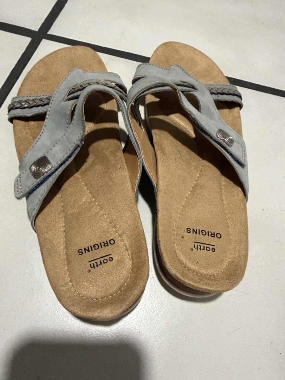 Sandalias Earth Origins Comfort Azul Claro Talla 7.5W Ancho Casual - Picture 3 of 10